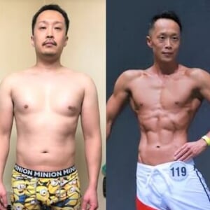 【筋トレ ビフォーアフター】自宅トレしても食事は好き放題なポッチャリ男性がバキバキになるまで「2年9カ月かかりました」