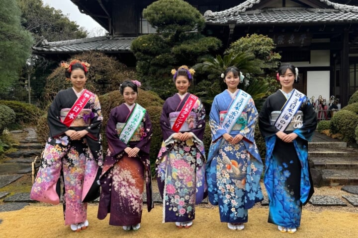 ミス日本に輝いた5名が東京・高幡不動尊の節分の会に登場