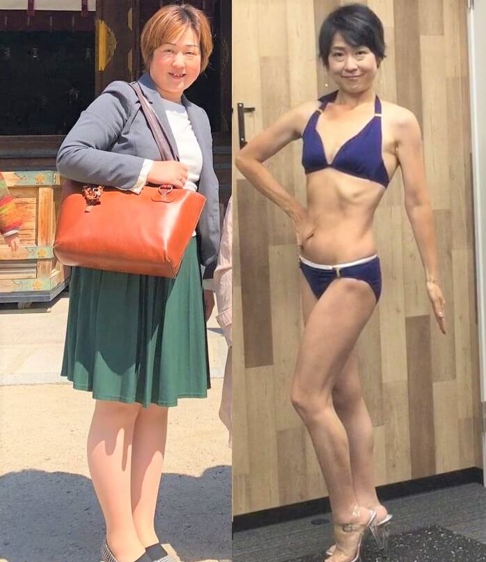 Before After １年半で28kg減に成功