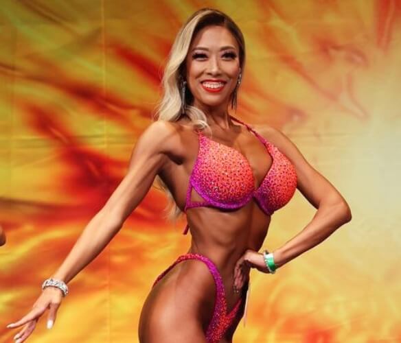 赤＋オレンジ 競技用ビキニ Fitness JBBF ビキニフィットネス（3歳の子 