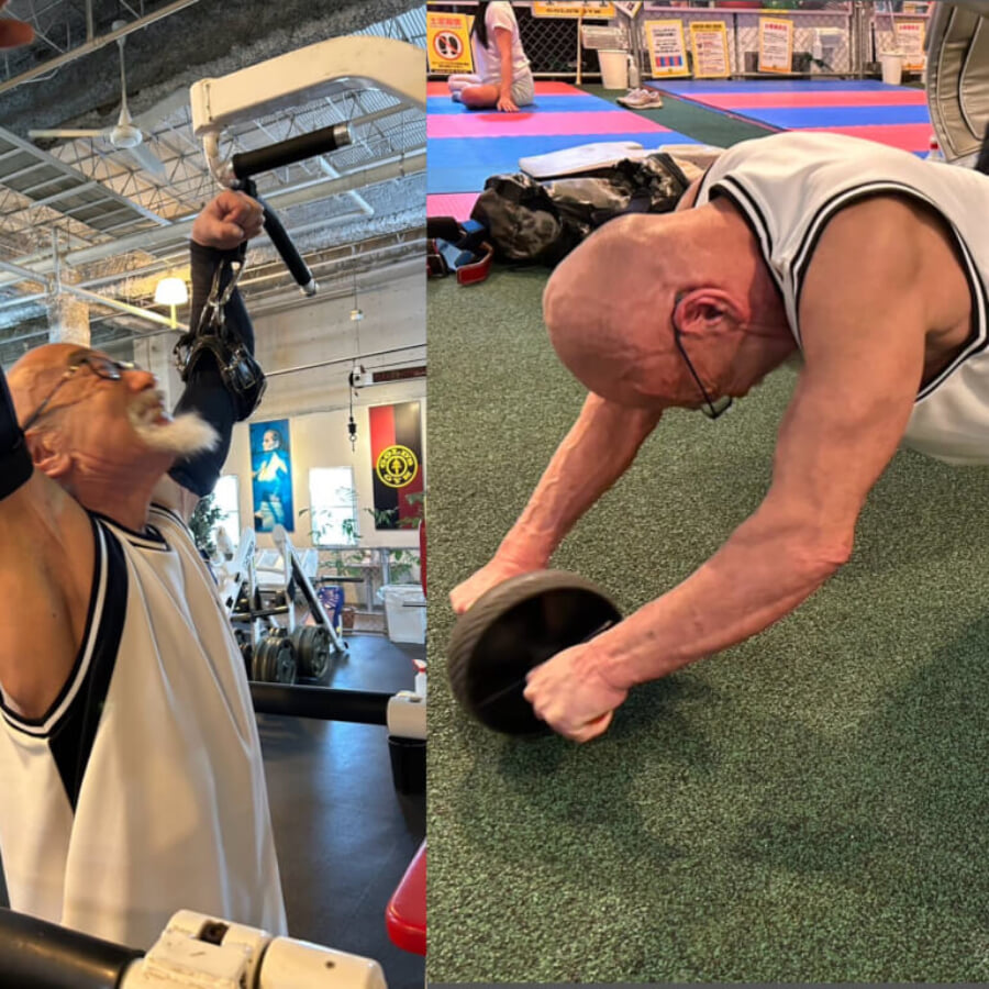 72歳の『リアル亀仙人』現る！アブローラー50回＆懸垂50回を軽々クリア