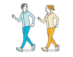 ウォーキングする男女のイラスト