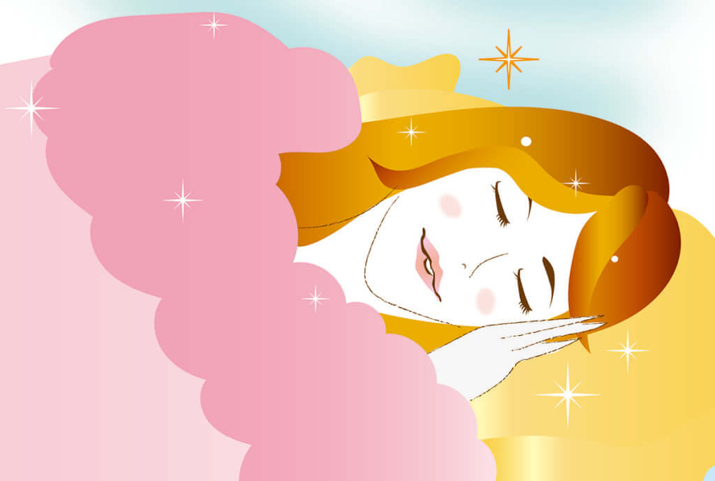 安眠する女性のイラスト