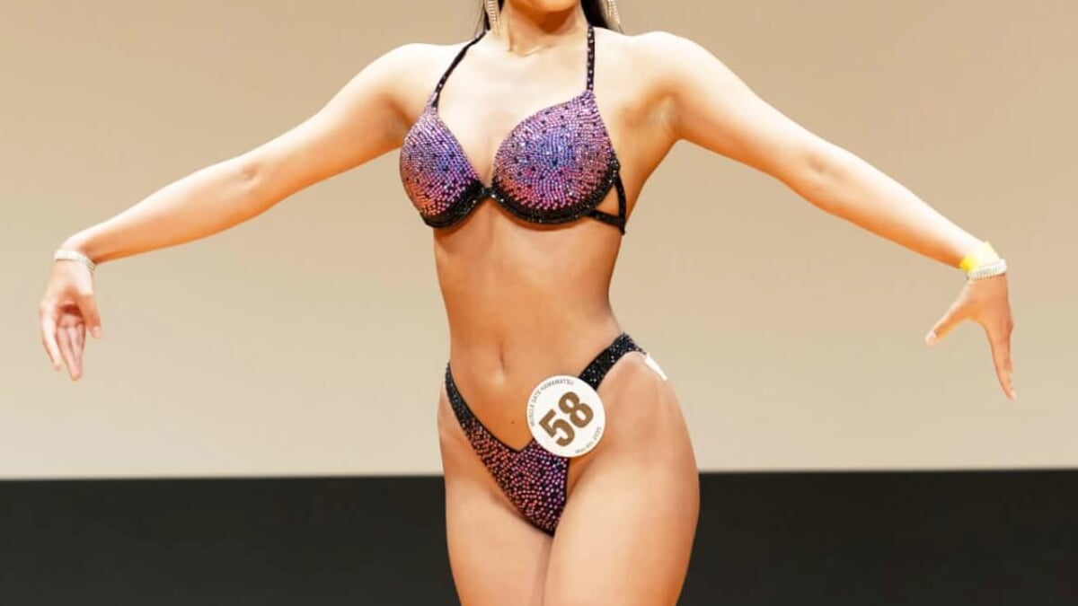 赤＋オレンジ　競技用ビキニ　Fitness JBBF ビキニフィットネス 赤＋オレンジ 競技用ビキニ Fitness JBBF ビキニフィットネス