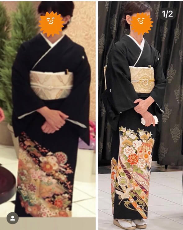 蓑毛由美さん（左：息子さんの結婚式時、右：娘さんの結婚式時）